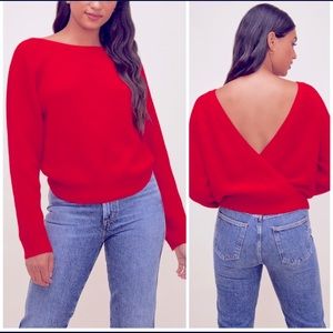NWT Astr Serena Open Back Reversible Sweater Red